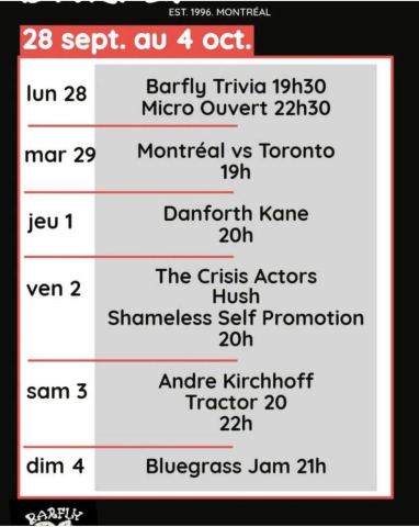 Programme poster: Semaine du 28 septembre au 4 octobre 2026