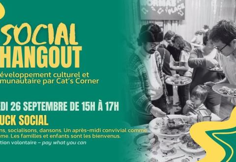 Poster: Social Hangout #47: potluck social, Cat’s Corner, Saturday, September 26