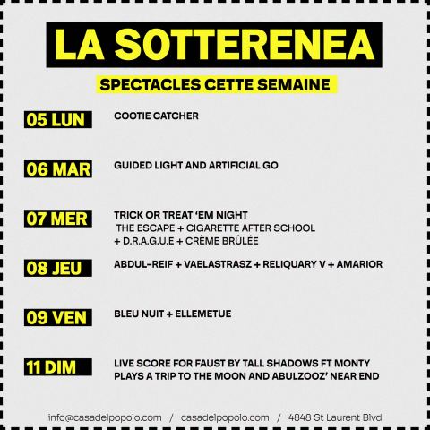 Programme poster: Spectacles du 5 au 11 octobre 2026