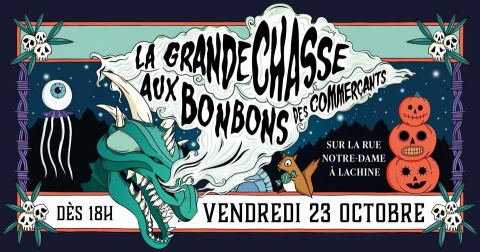 Poster: Halloween sur Notre-Dame ; la grande chasse aux bonbons des commerçants