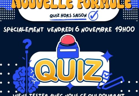 Poster: Quiz spécial Nouvelle Formule!, L’Adversaire - Pub et Boutique Ludiques, Friday, November 6