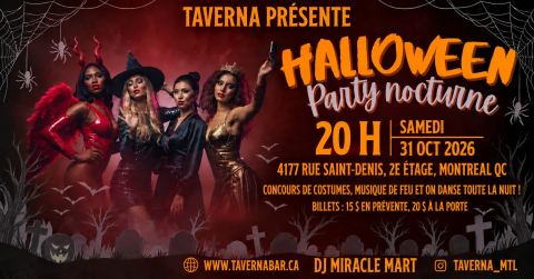 Poster: Halloween Party nocturne, Taverna, Saturday, October 31