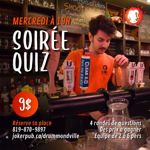 Poster: Saison quiz, Joker Pub Drummondville, Wednesday, October 28