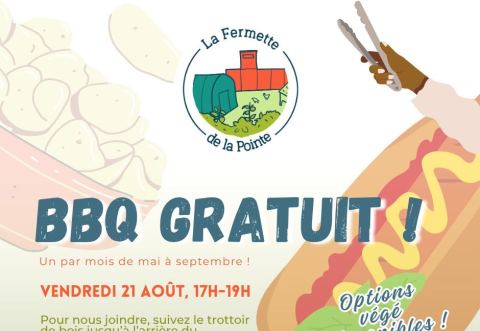 Poster: BBQ GRATUIT À LA FERMETTE, Les Sans-Taverne, Friday, August 21