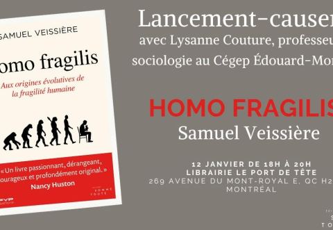 Poster: Lancement - Homo fragilis, Librairie Le port de tête, Monday, January 12