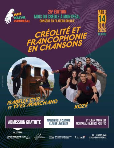 Poster: Créolité et francophonie en chansons - Isabelle Cyr et Yves Marchand / Kozé