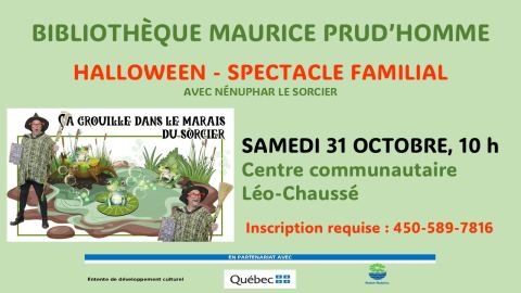Poster: SPECTACLE D’HALLOWEEN « ÇA GROUILLE DANS LE MARAIS DU SORCIER »