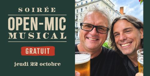 Poster: Soirée Open-Mic musical, Manigances – Brasserie d'Oka, Thursday, November 19