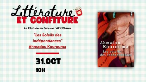 Affiche : Littérature et Confiture - Club de lecture, Alliance Française d'Ottawa, samedi 31 octobre
