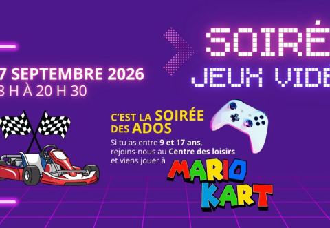 Poster: Soirée jeux vidéo - Activité gratuite ados, Centre Des Loisirs Boisdesfilion, Thursday, September 17