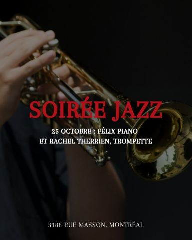 Poster: Soirée jazz, Brasserie Les Soeurs Grises - Vieux Rosemont, Sunday, October 25