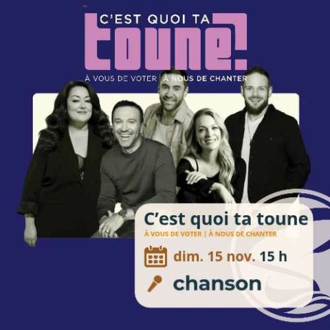 Poster: C'est quoi ta toune, Salle Jean-Marc-Dion (Salle de spectacle de Sept-Îles), Sunday, November 15