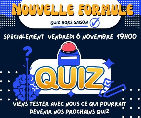 Poster: Quiz spécial Nouvelle Formule!, L’Adversaire - Pub et Boutique Ludiques, Friday, November 6
