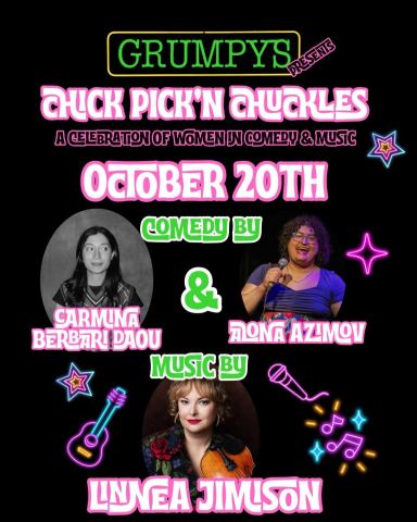 Poster: Chick Pick'n Chuckles, Grumpys, Tuesday, October 20