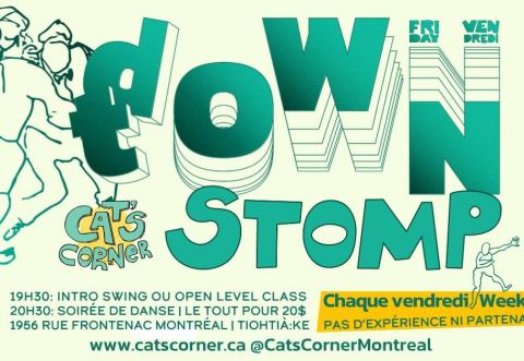 Poster: Downtown Stomp - soirée danse sociale, Cat’s Corner, Friday, August 28