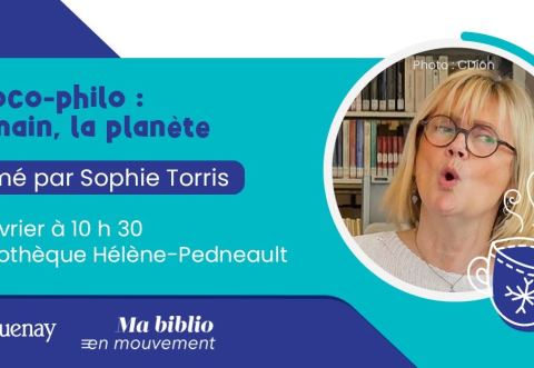 Poster: Choco-philo : Demain, la planète par Sophie Torris, Bibliothèque de Jonquière, Saturday, February 21