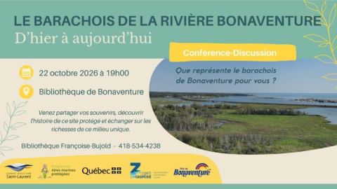 Affiche : Conférence Le barachois de Bonaventure : d'hier à aujourd'hui, Bibliothèque Françoise-Bujold, jeudi 22 octobre