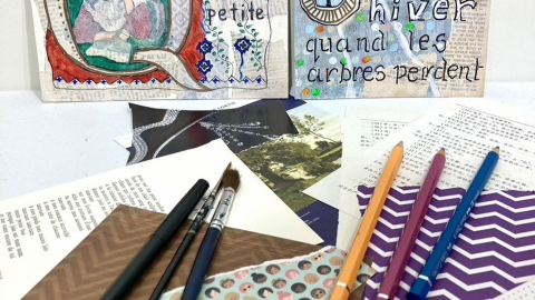 Poster: Carnet V01 : atelier de dessin et de collage inspirés d'enluminure du Moyen-Âge