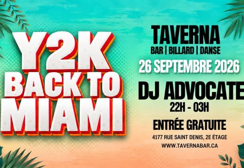 Poster: Y2K: BACK TO MIAMI — 2000s THROWBACK NIGHT @ TAVERNA, Taverna, Saturday, September 26
