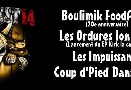 Poster: Buckfest #14 : Boulimik Foodfight 20e anniversaire - Les Ordures Ioniques (lancement EP) - Les Impuissants - Coup d'Pied Dans Face