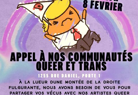 Poster: SAFE SPACE ? Atelier de médiation culturelle sur les violences transphobes et queerphobes, GRIS Estrie, Saturday, February 8