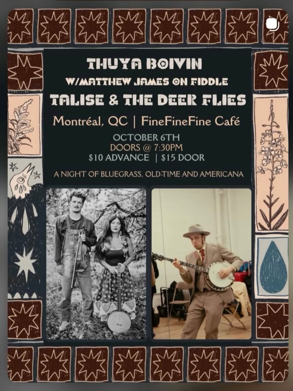 Affiche : Thuya Boivin + Talise & The Deer Flies