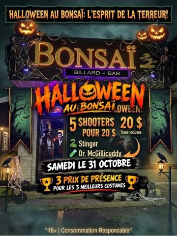 Poster: Halloween au Bonsaï : l'esprit de la terreur!, Bonsaï Billard - Bar, Saturday, October 31