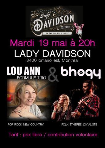 Poster: Spectacle gratuit, Lou Ann en trio et Bhoqy….