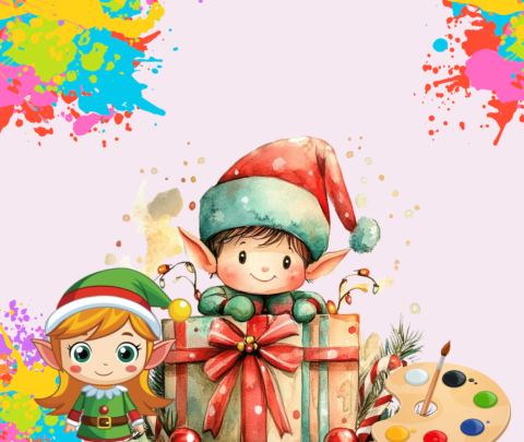 Poster: Dessiner les lutins et les lutines de Noël en aquarelle