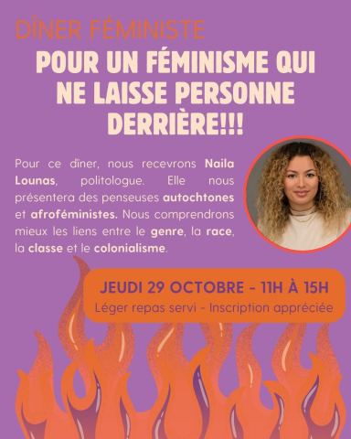 Poster: Dîner féministe: Pour un féminisme qui ne laisse personne derrière!!!, La Marie Debout, Thursday, October 29