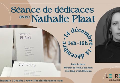 Affiche : Nathalie Plaat en dédicaces au Repère, Librairie jeunesse le Repère, samedi 14 décembre