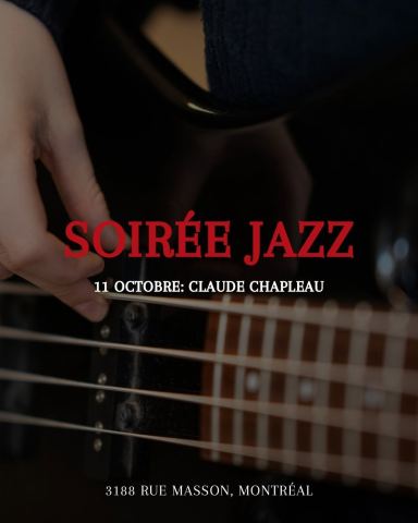 Poster: Soirée jazz, Brasserie Les Soeurs Grises - Vieux Rosemont, Sunday, October 11