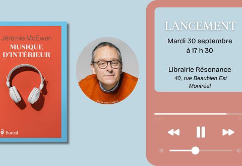Poster: Lancement - MUSIQUE D'INTÉRIEUR de Jérémie McEwen, Librairie Résonance, Tuesday, September 30
