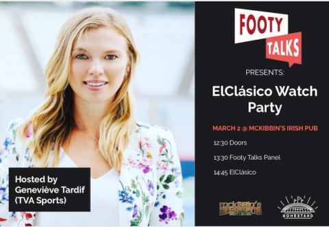 Poster: ElClásico WATCH PARTY presented by Footy Talks & LaLiga, McKibbin's Irish Pub, Saturday, March 2
