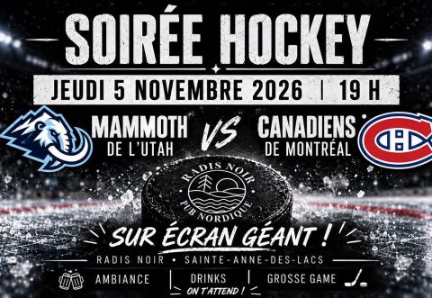 Poster: Canadiens Mammoth au Radis Noir, Radis Noir, pub nordique et café, Thursday, November 5