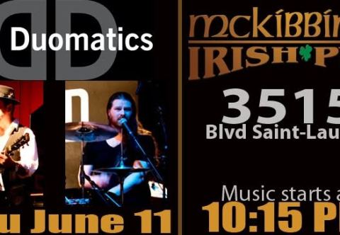 Poster: The Duomatics rock McKibbins on Bishop, McKibbin's Irish Pub, Thursday, July 11