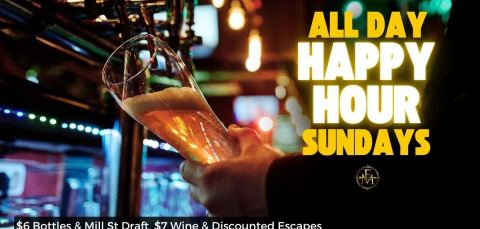 Poster: All Day Happy Hour Sundays, Escape Manor Hintonburg, Sunday, October 25