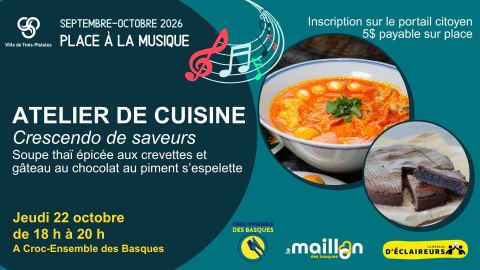Poster: MUSIQUE - Atelier de cuisine, Croc-Ensemble des Basques, Thursday, October 29