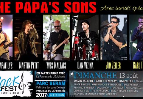 Poster: The Papa's Sons au Rock Fest RFSM, Rock Fest pour la Santé Mentale (Parc Béram, patinoire Jacques Demers ), Sunday, August 13