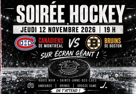 Poster: Canadiens-Bruins au Radis Noir, Radis Noir, pub nordique et café, Thursday, November 12