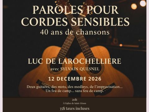 Poster: Spectacle de Luc De Larochelière, Église St-Zénon, Saturday, December 12