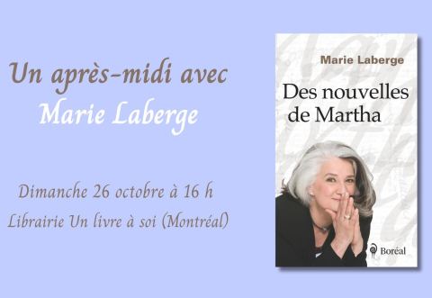 Poster: Un après-midi avec Marie Laberge, Librairie un livre à soi, Sunday, October 26