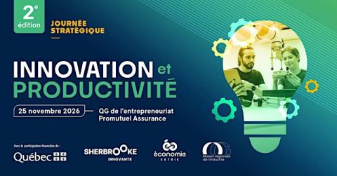 Poster: Journée stratégique : Innovation et Productivité 2026, QG de l'entrepreneuriat Promutuel Assurance, Wednesday, November 25