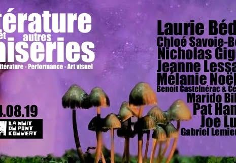 Poster: Littérature et autres Niaiseries, Pont couvert McVetty-McKenzie, Saturday, August 24