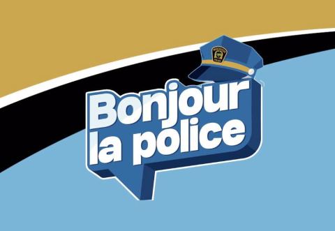 Poster: Bonjour la police, Bibliothèque municipale Bernard-Patenaude, Saturday, September 12