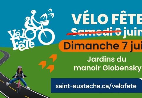 Poster: Vélo Fête, Maison de la culture et du patrimoine (Espace muséal du manoir Globensky), Sunday, June 7