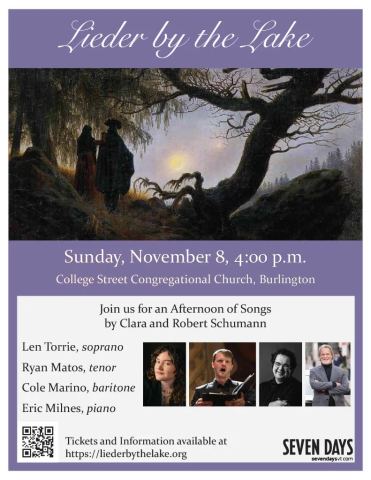 Affiche : Lieder by the Lake - Burlington Schumann Recital, College Street Congregational Church, dimanche 8 novembre