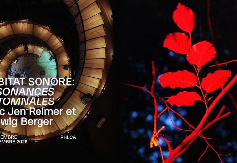 Poster: Habitat sonore : Résonances automnales avec Jen Reimer et Ludwig Berger, Phi (Fondation Phi pour l'art contemporain), Thursday, September 24