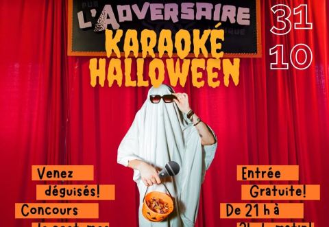 Poster: Karaoke Halloween!, L’Adversaire - Pub et Boutique Ludiques, Saturday, October 31