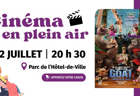 Affiche : Cinéma en plein air : Goat - Rêver plus haut (gratuit), Parc de l'Hôtel-de-Ville, mercredi 22 juillet